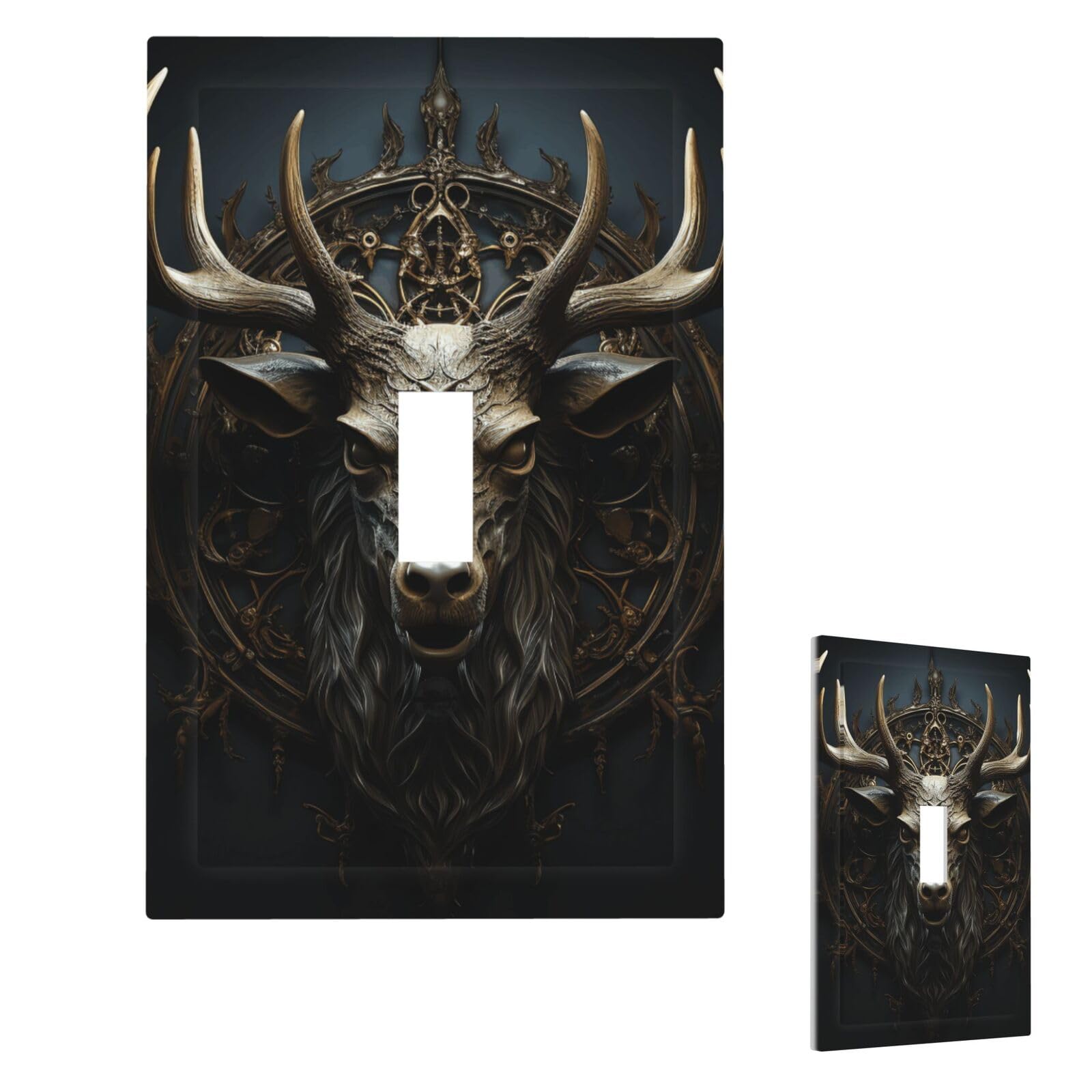Fekiloot Single Toggle Antlers Wall Plate Cover Modern Decorative 1 Gang Light Switch Cover Unbreakable Receptacle Outlet Covers For Living Room Bedroom Home Decor