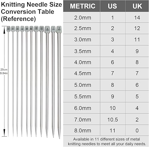 Miniatura 10 de Aeelike Juego de 18 pares de agujas de tejer de bambú, agujas de tejer de madera de 10 pulgadas, agujas de tejer de un solo punto con bolsa