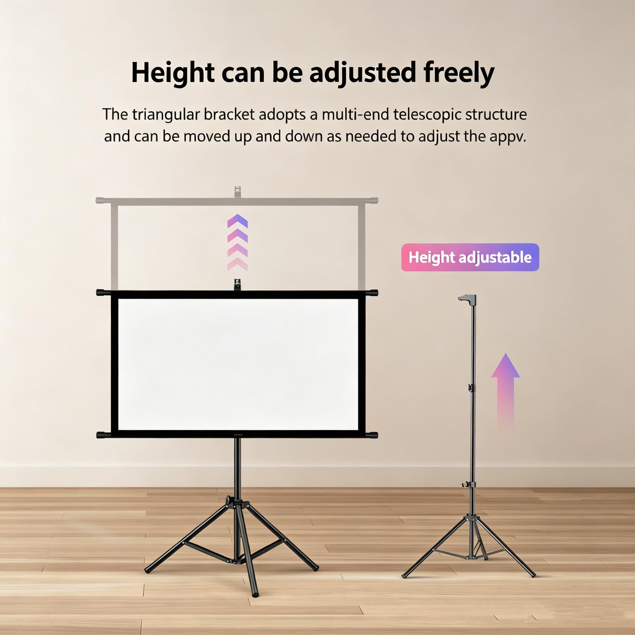 Schermo Per Proiettore Con Supporto, 72/84/100 Pollici 4k Hd, Schermo Cinematografico Con Ganci Adesivi E Chiodi Senza Lasciare Tracce, Visione Super Ampia, Proiettore A Parete Per Home Cinema 72in