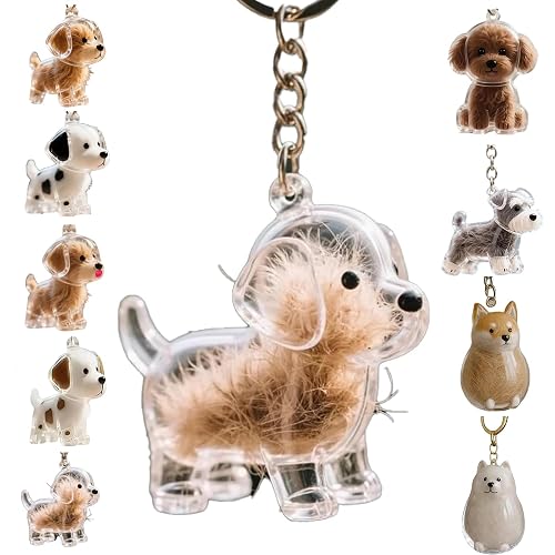 Zengjunwei Llavero Conmemorativo Pelo Mascota, Llavero Coleccionista Pieles Mascotas con Forma de Perro