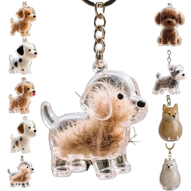 Zengjunwei Llavero Conmemorativo Pelo Mascota, Llavero Coleccionista Pieles Mascotas con Forma de Perro