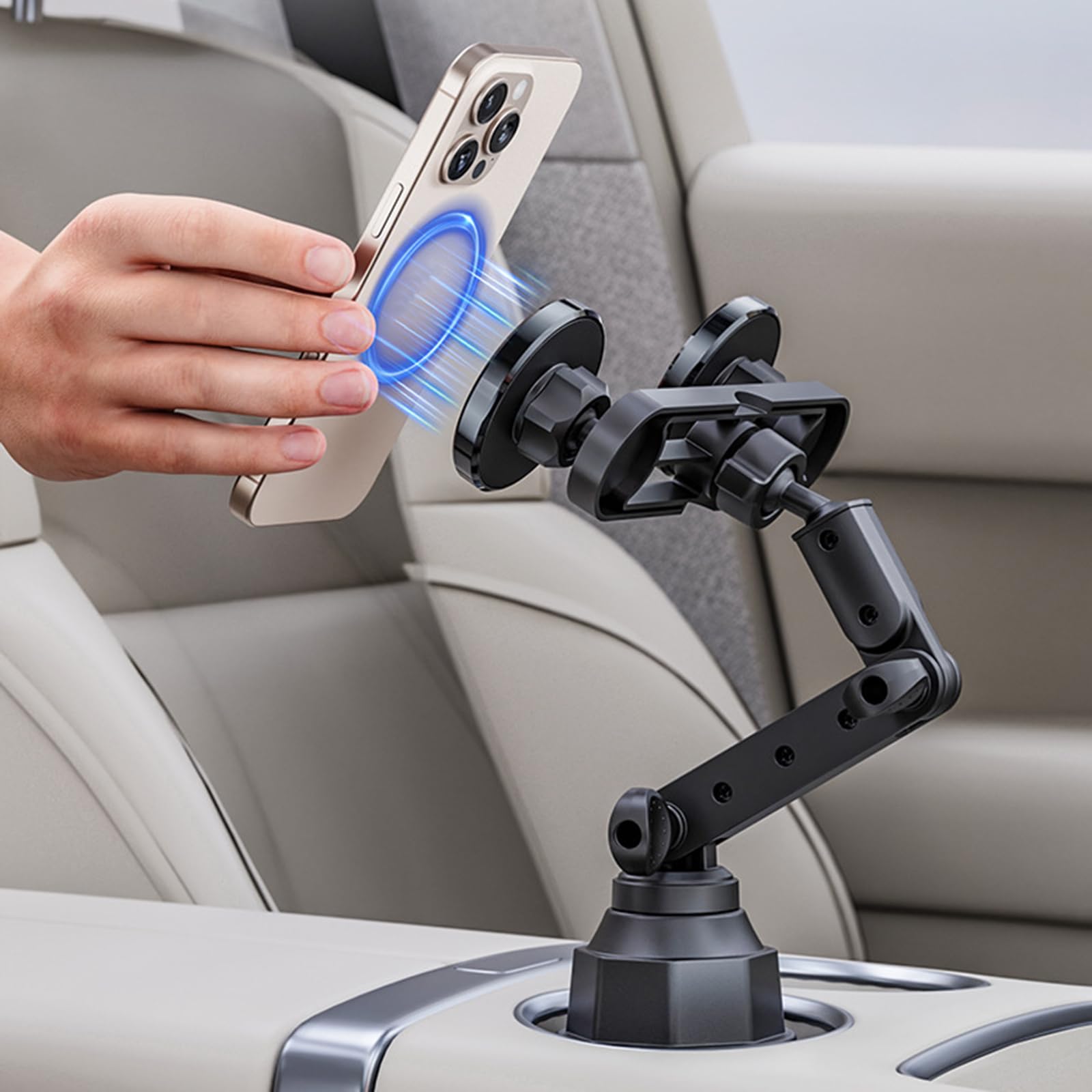 Supporto per tazza da auto per 2 dispositivi con base girevole Supporto per auto a doppia testa adatto per 4 telefoni da 7,2 pollici Doppio supporto per tazza per telefono