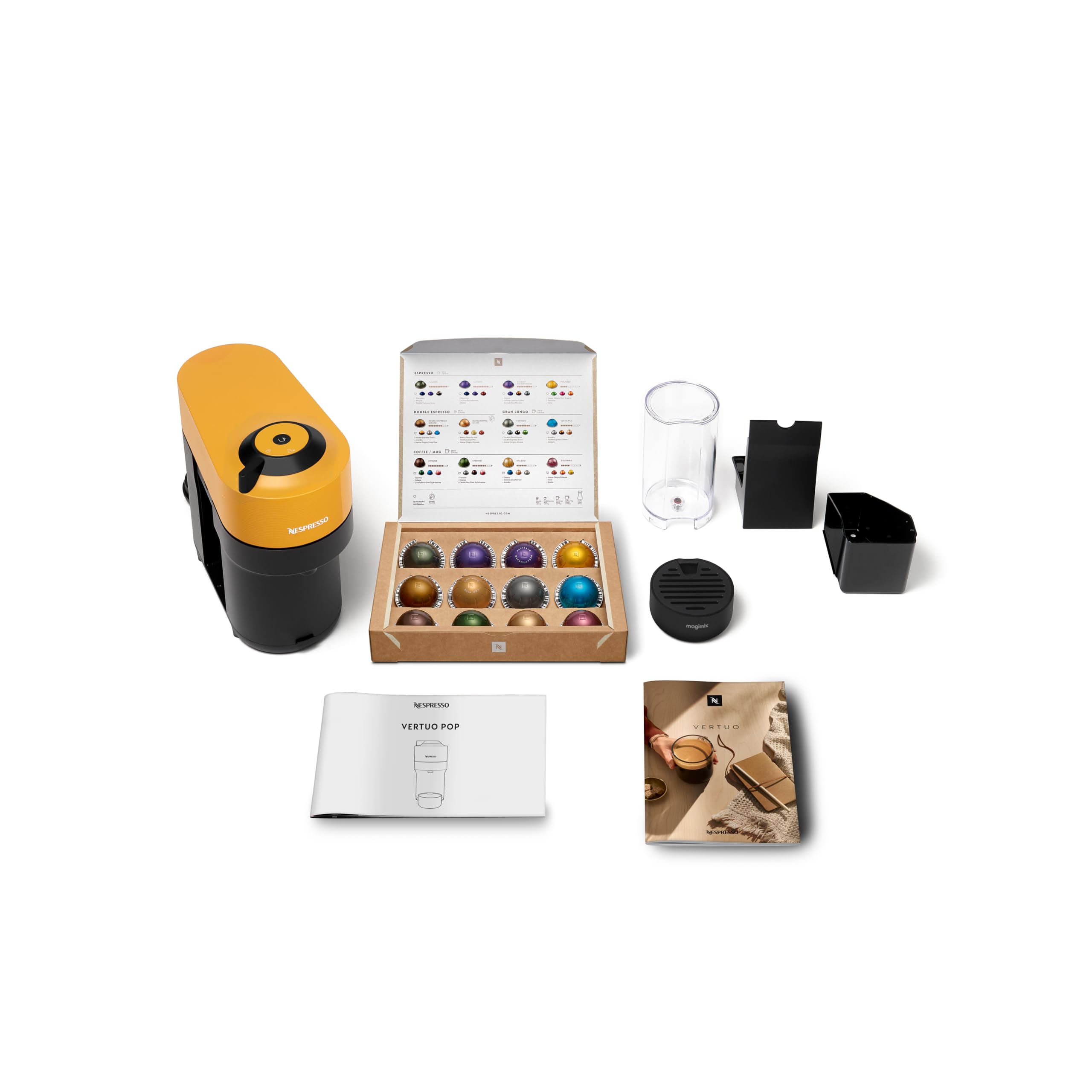 Nespresso Machine à café Vertuo Pop, Jaune Magimix Vertuo - Bundle 50 Capsules