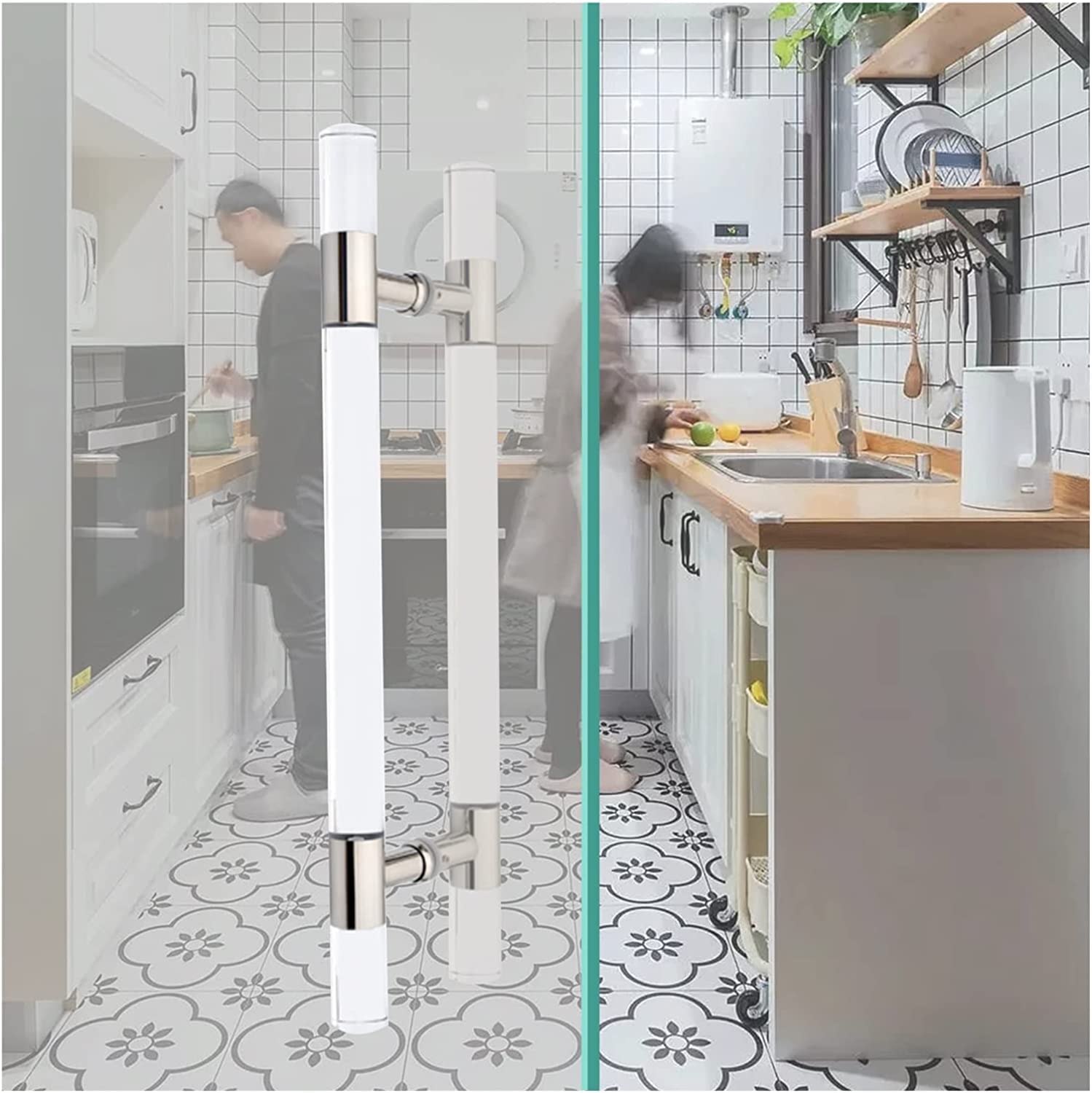 Poignée de porte en acrylique transparent haut de gamme pour cuisine et baie vitrée