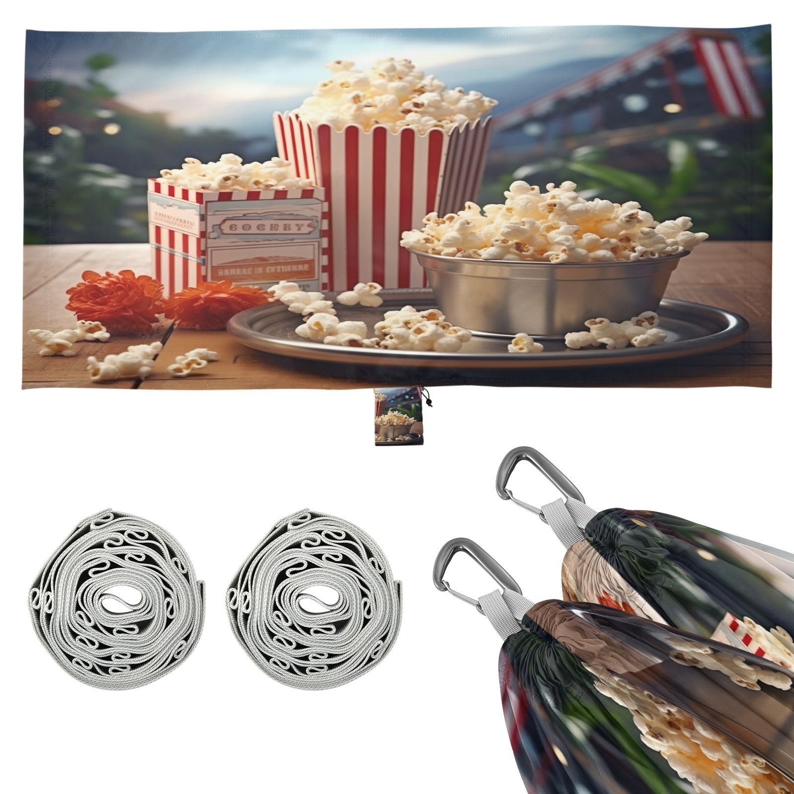 SDMKA Popcorn Clapboard Camping Hammock, 330 lbs with 2 Tree Straps, Carry Bag, Single Portable Hammock for Outdoor/Indoor, Hiking, Beach, Backpacking, Travel