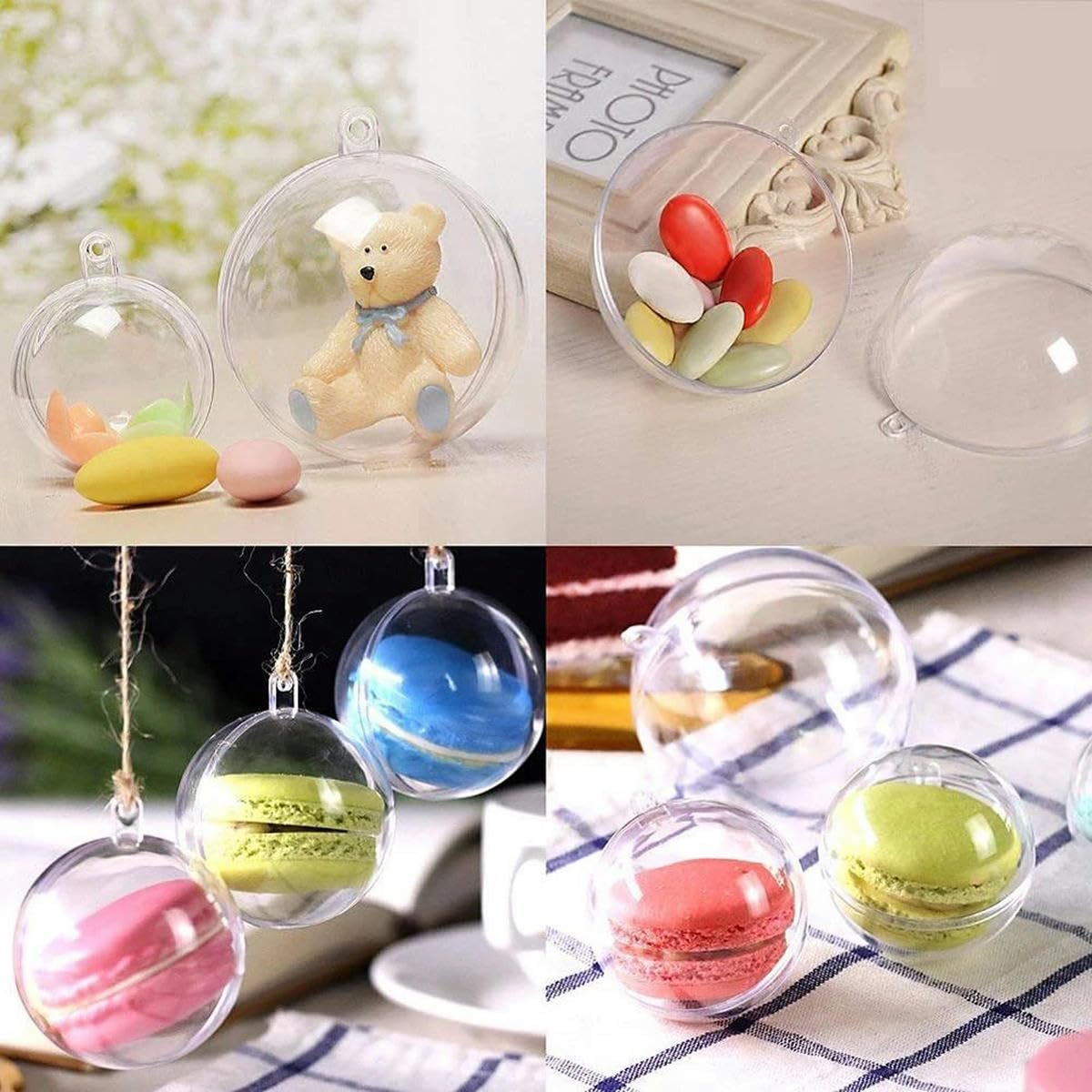Adornos de Bolas de Navidad DIY Bola Colgante Transparente Abierta Bola de Adorno Transparente Caja de Regalo - 5 Piezas 14 cm