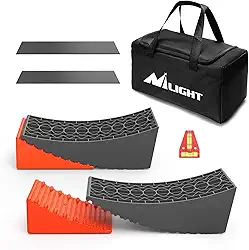 Nilight Nivelador RV - Pacote com 2 blocos de nivelamento de campista suporte de rampa eixos duplos, até 16 kg, sistema de nivelamento de acessórios de RV rápido para trailer de viagem, motorhome -