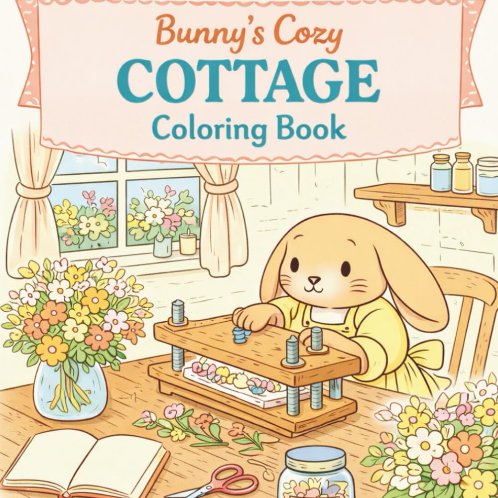 Bunny’s Cozy Cottage Coloring Book : Charming Rooms, Garden Moments & Sweet Seasons (35 Designs): For Adults | Stress Relief | Cozy Cottagecore Designs | 8.5 X 8.5 inches | 35 Designs