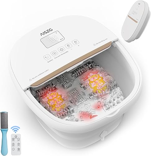 Masajeador de pies plegable con 6 rodillos de masaje, spa de pies de pedicura con calor rápido y masaje, bañera de remojo de pies, regalos de