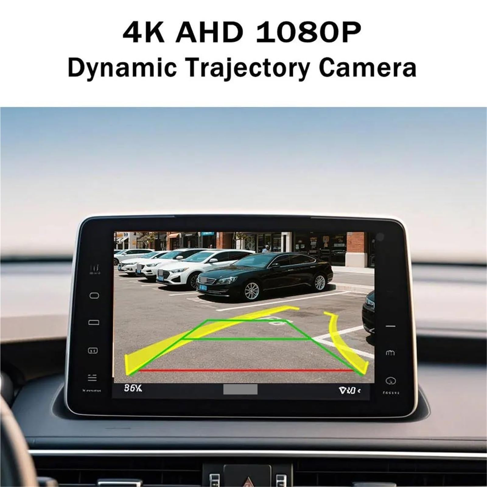 Cámara Trasera Coche AHD 1080P Lente Dorada Coche Trayectoria Dinámica Inteligente Guía Móvil Línea Estacionamiento HD Vista Trasera Cámara Pistas(1080)