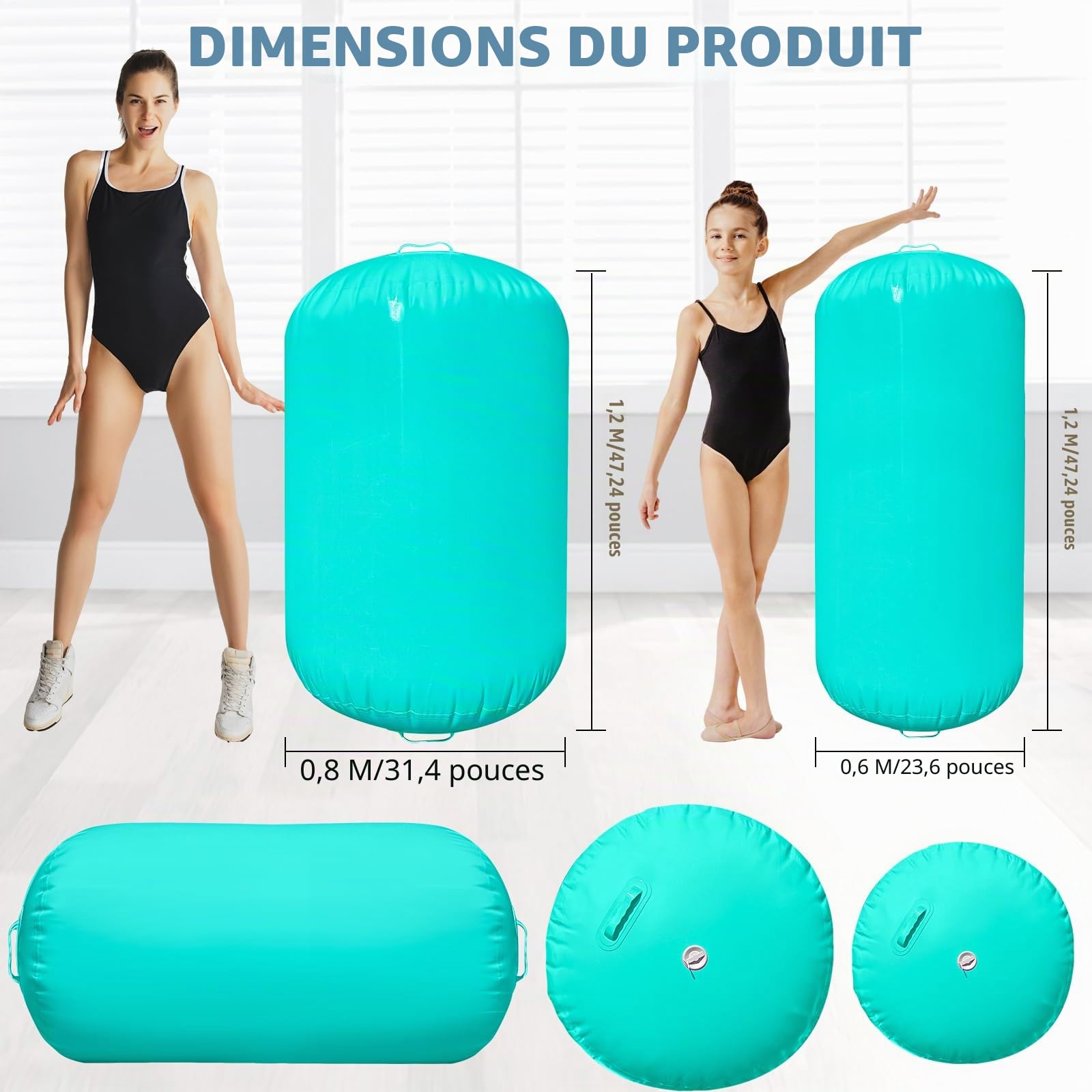 Air Roller, Rouleau d'air Gymnastique Gonflable Baril, Air Barrel Tumbling Backbend, Adapté Au Cheerleading Yoga, Ginnastica Gym, Avec Pompe À Air Manuelle