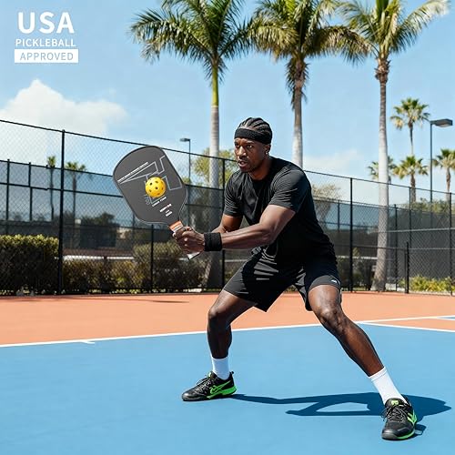 Miniatura 8 de Paletas de pickleball de fibra de carbono premium, raqueta profesional y ligera de pickleball  Potencia inigualable y punto dulce más grande