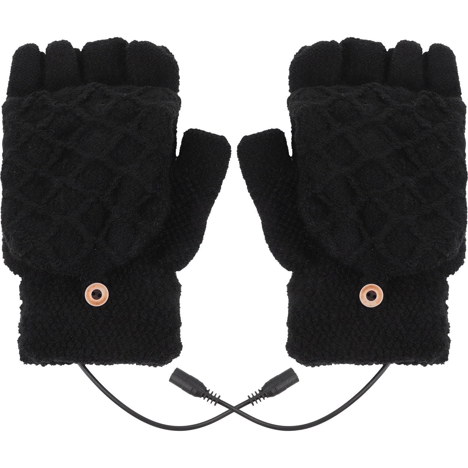 Didiseaon 4 Pares Guantes Térmicos Calefactables USB de Medio Dedo, Negro
