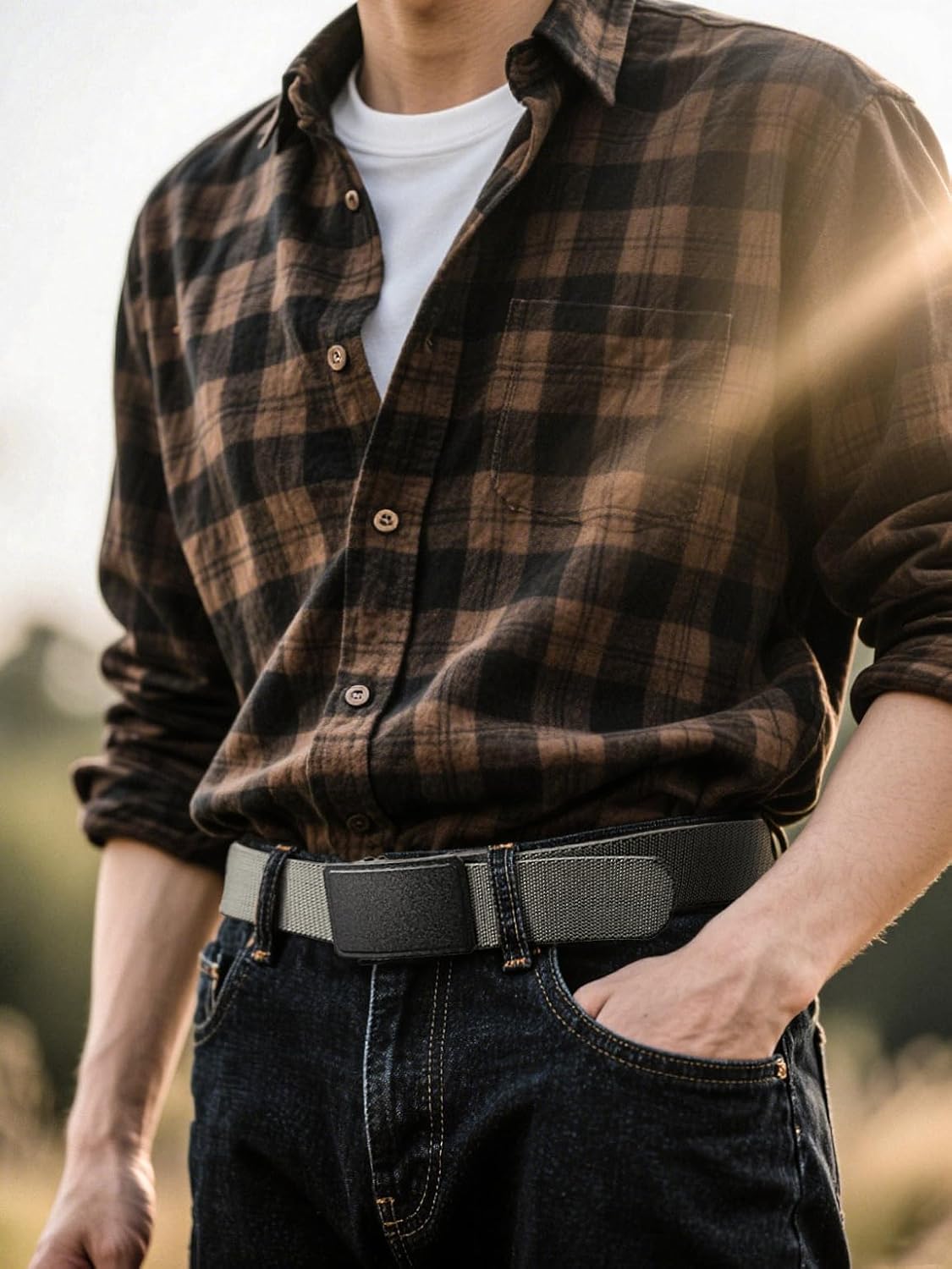 MILORDE Men's 2Pack Nylon Ratchet Belts, 1.38" Casual Web Click Belt for Jeans, Business Dress, Adjustable Trim to Fit - Image 4