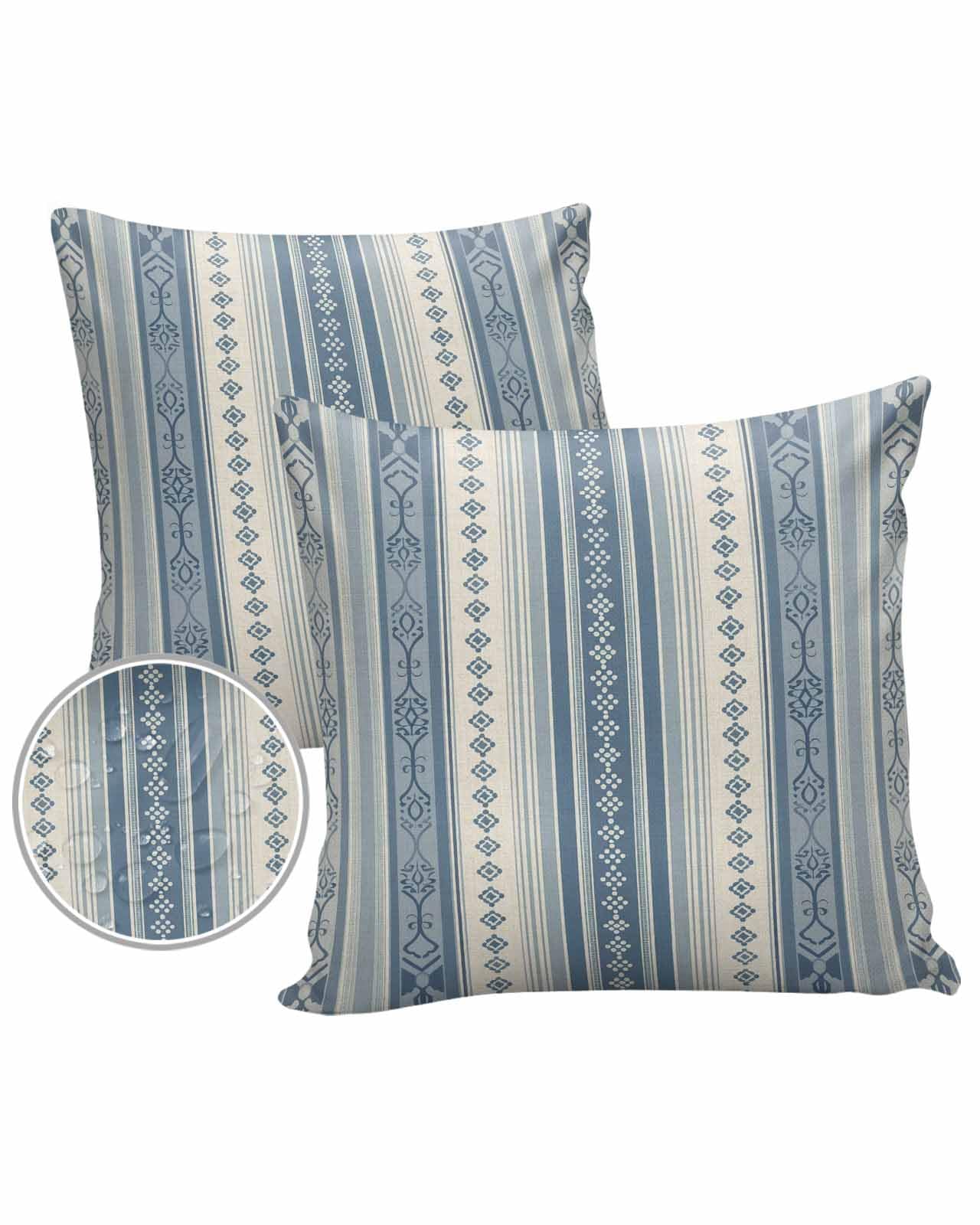 LEOKOTI Blue Geometric Outdoor Pillow Covers 24