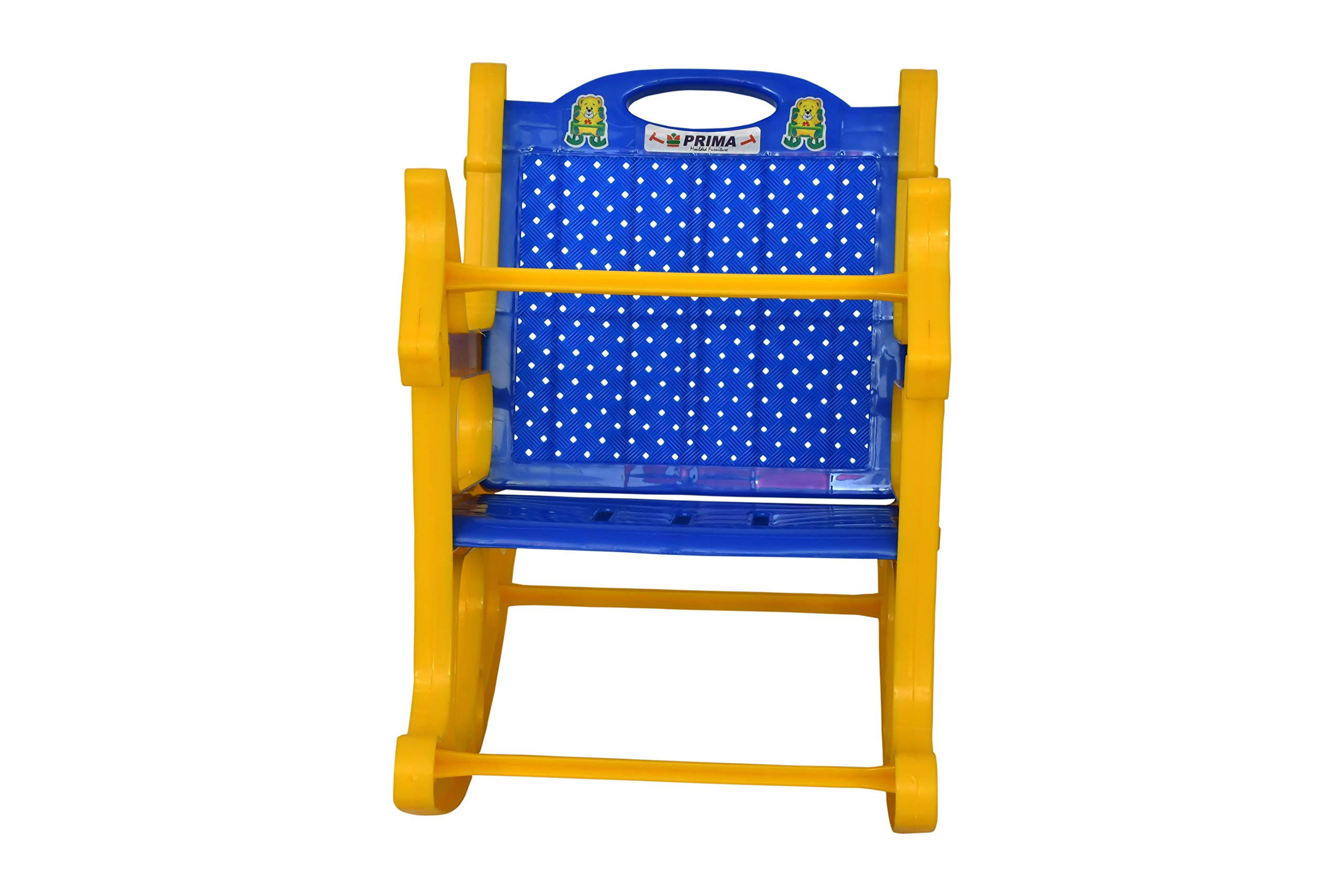 Prima Baby Rocking Plastic Chair for Kids, Toddlers, Rocker and Bouncer with Backrest for 6 Month to 3 Years Age Kids, Blue & Yellow