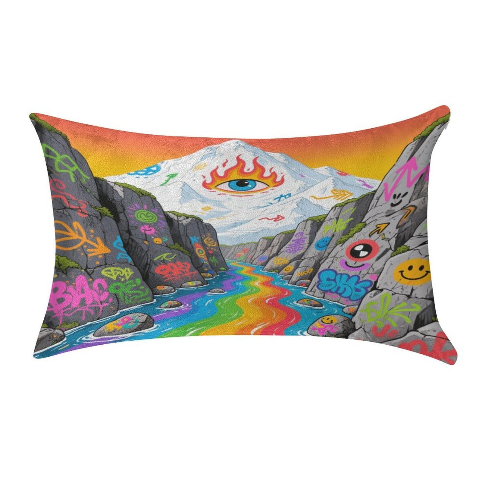 Fekiloot Style Graffiti Snow Mountain Valley Pillow Covers Home Decor Pillow Cases