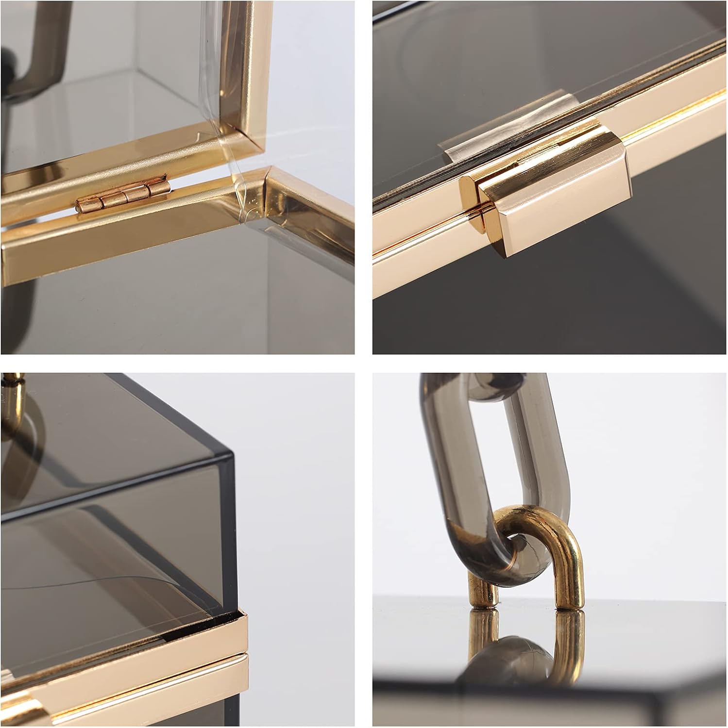 WJCD Cute Clear Acrylic Plastic Neon Hard Frame Party Clutch Purse with Gold Chain Strap - Image 4