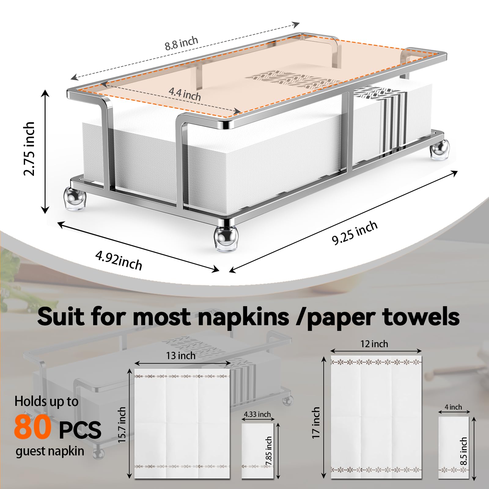 Soporte para toallas de papel de baño, bandeja para toallas de baño, servilleteros, toallas de invitados, soporte desechable para servilletas de baño, mesa de comedor de cocina (sin varilla)