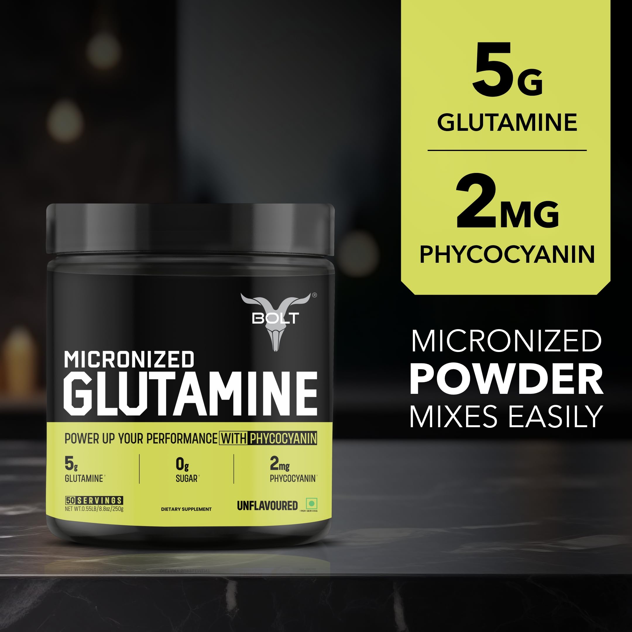 Bolt Nutrition Pure L-Glutamine Powder,5g Glutamine, 50 Servings - Post Workout Supplement for Muscle Growth & Recovery - 250g, Unflavoured — Amazon image 3