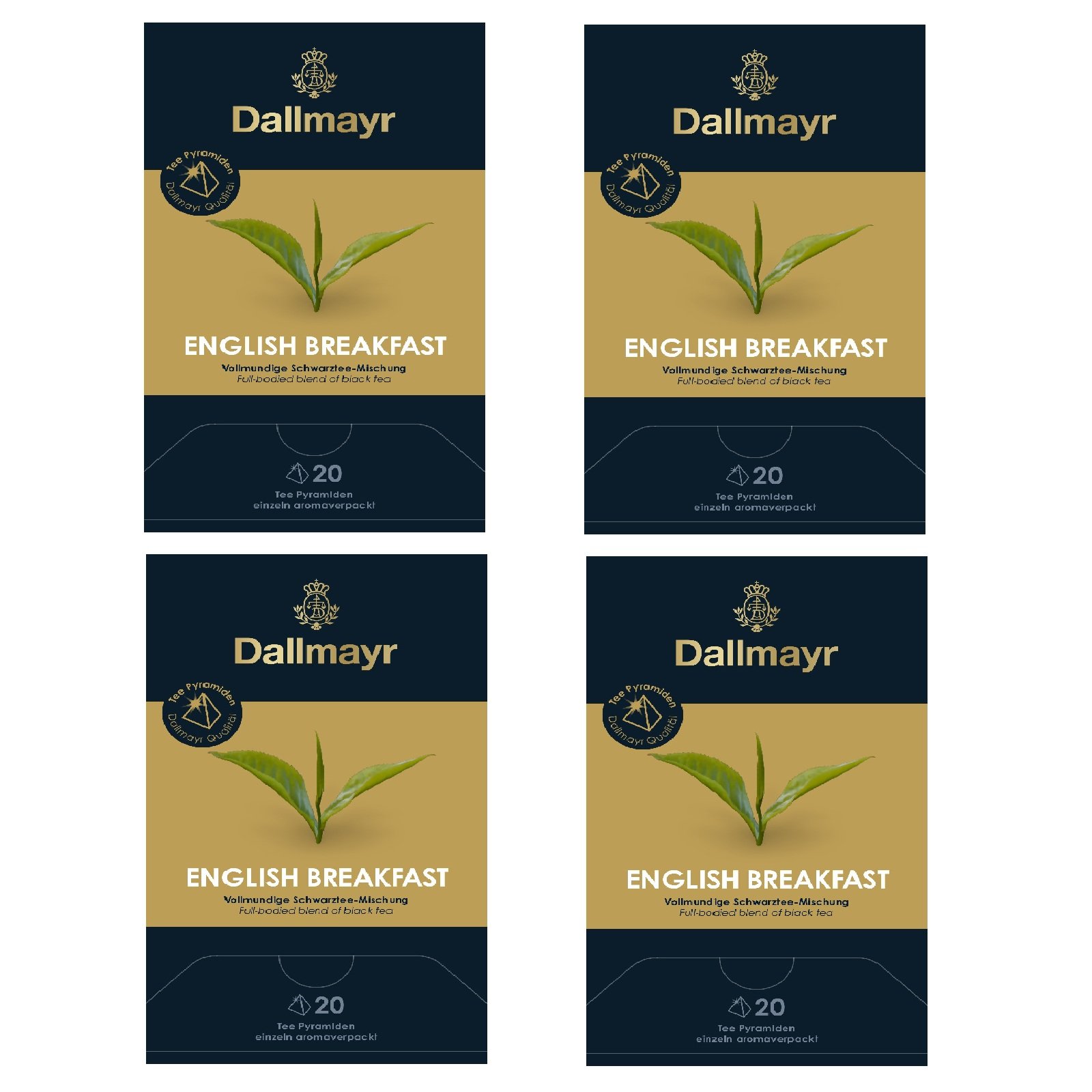 4 x Dallmayr English Breakfast 20 Tee Pyramiden x 2,5g