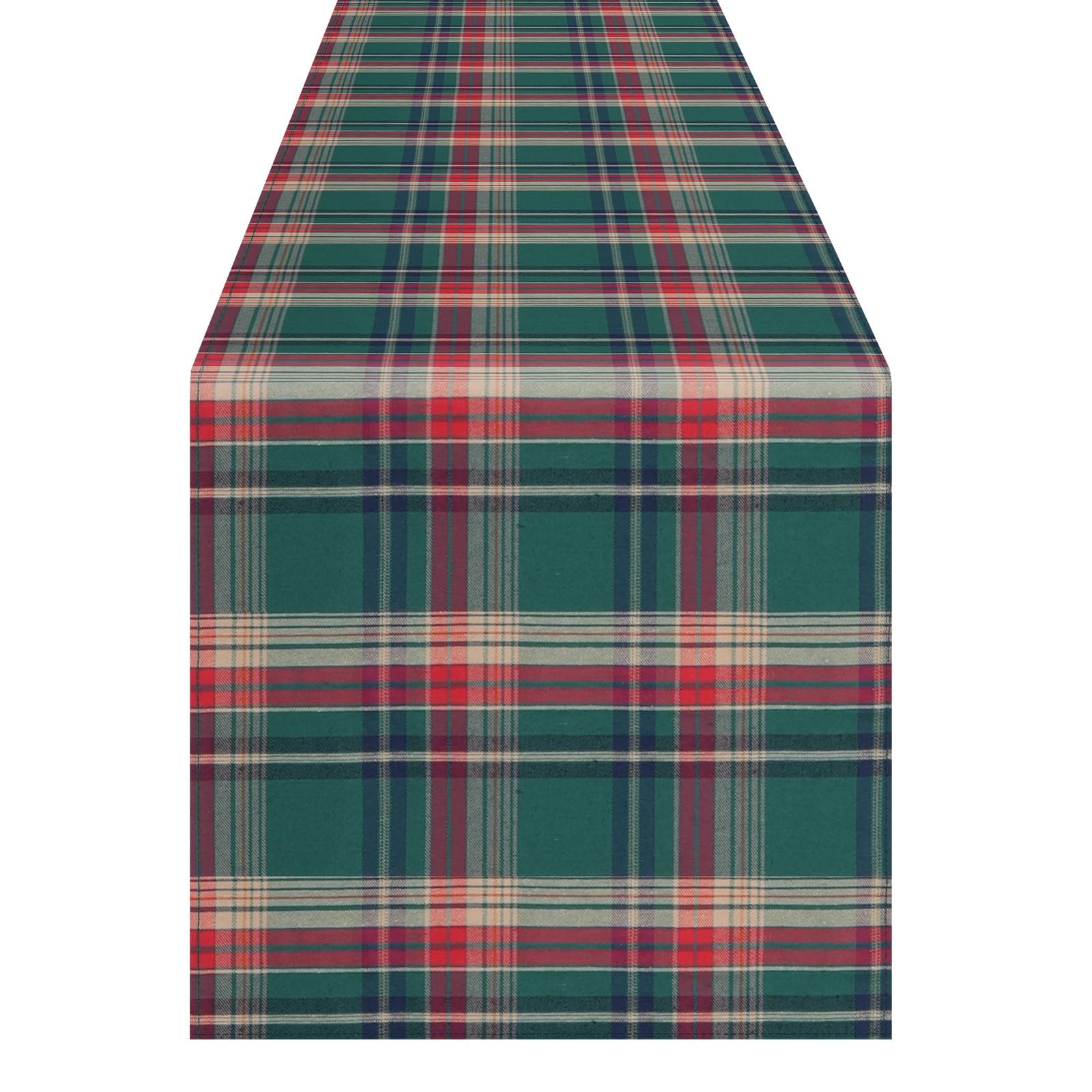 Christmas Table Runner Green Gingham Pattern TableCloth for Xmas 30x210 cm