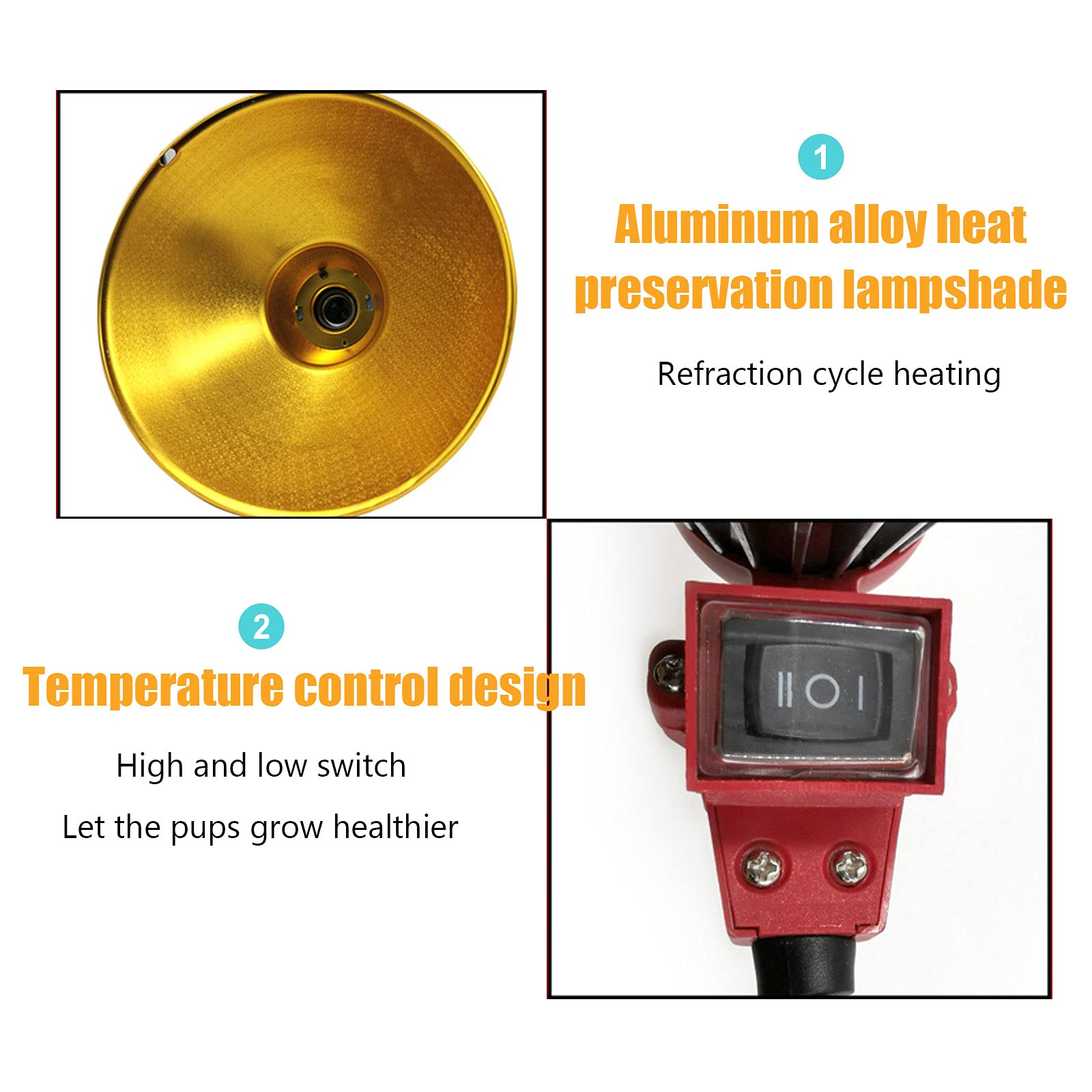 S-pomy Lampara de Calor para Pollito Perro Mascota, Lampara de Calor Termostato Doméstica 220v para Evita el Frío en Invierno, Bombilla a Prueba de Explosiones+Diseño de Control de Temperatura