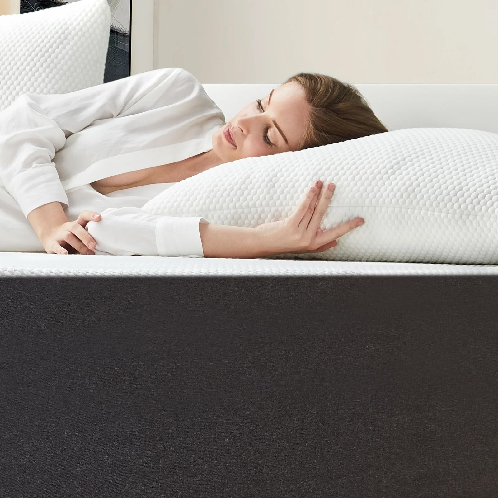 IZTOSS Luxe Matelas 140x190 - Épaisseur 26cm - Mousse à Mémoire de Forme - Confort Mi-Ferme - Développé & Produit en Europe (Matelas 140x190x26(Blanc+Gris))