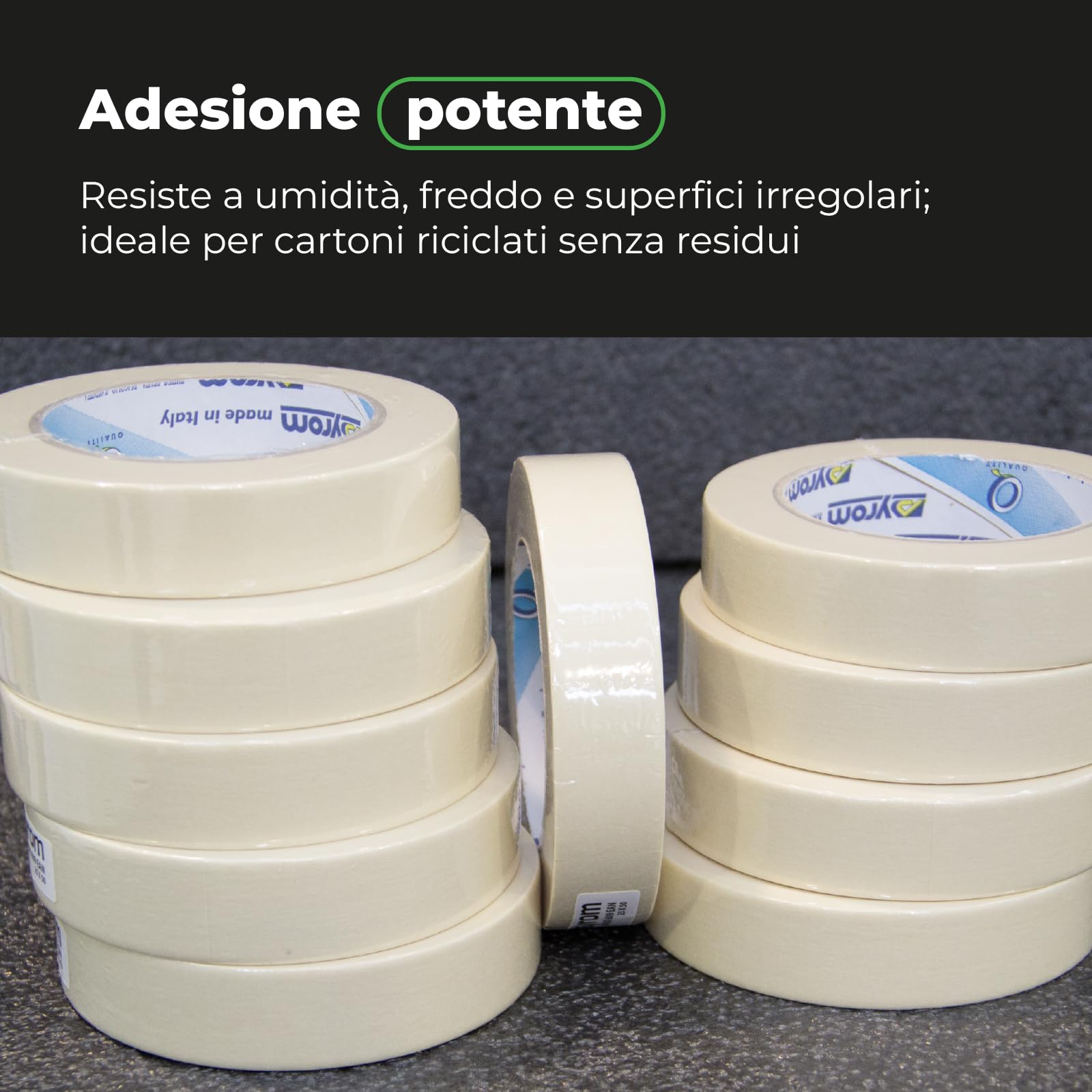 Nastro Adesivo in Carta Kraft 25 mm x 50 m - Imballaggio e Chiusura Cartoni, Adesione Duratura per Spedizioni, Magazzino e Traslochi, 72 Rotoli