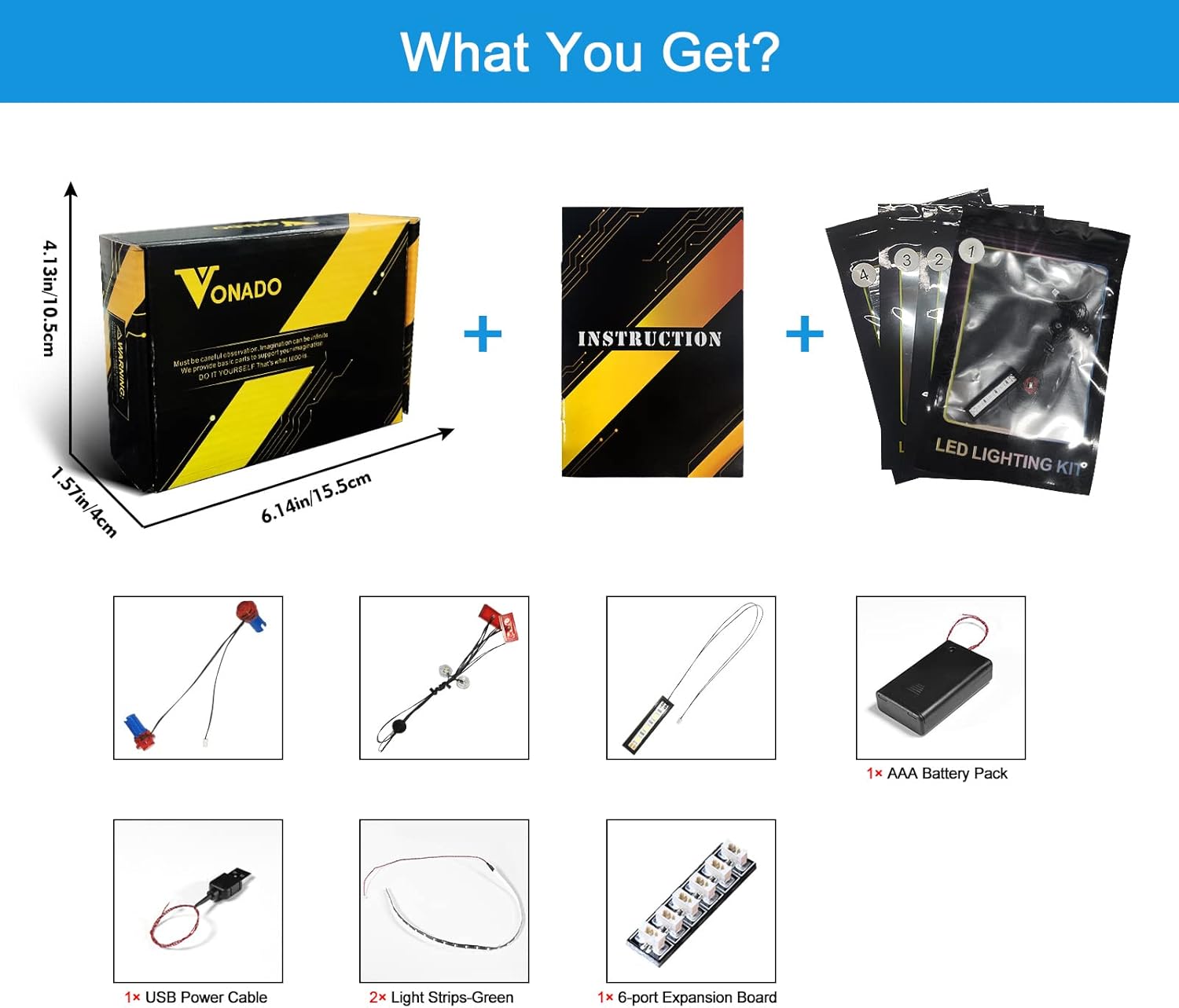 VONADO LED Light Kit Compatible with Lego Technic Ford Mustang Shelby GT500 42138, DIY Lighting for Mustang 42138 (NO Model, ONLY Light)