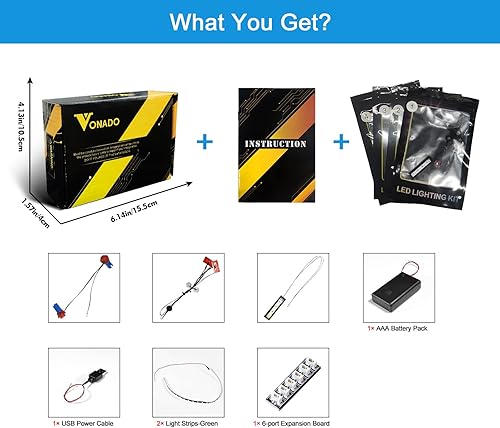 Vista 5 de VONADO Kit de luces LED compatible con Lego Technic Ford Mustang Shelby GT500 42138, iluminación de bricolaje para Mustang 42138