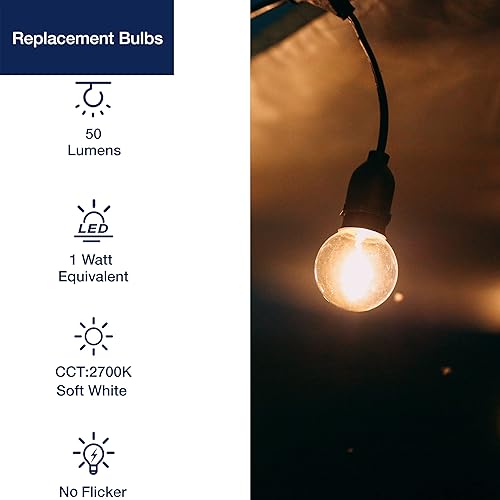 Miniatura 5 de FLSNT Bombillas LED de repuesto para tira de luces al aire libre, bombillas LED G40 Globe para candelabros, 2700 K blanco suave, 1 W (equivalente a