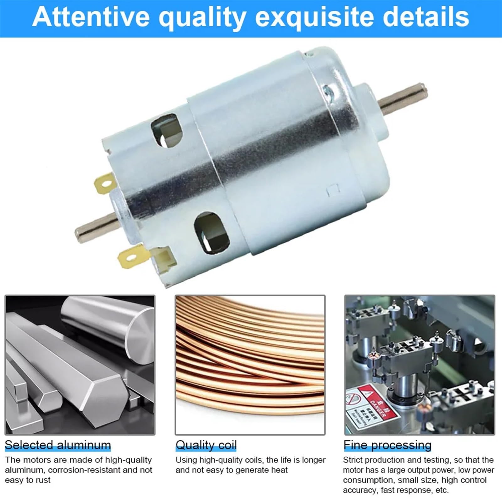 895 12V/24V DC Motore 10000RPM Doppio Albero di Uscita Doppio Cuscinetto A Sfere Motore Alto for Utensile Elettrico FAI DA TE trapano Micro Macchina