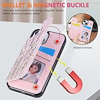 Vista 138 de UEEBAI Funda tipo cartera para iPhone 15 Pro Max con tarjetero, cubierta de cuero PU con soporte, bloqueo RFID, doble cierre magnético, relieve