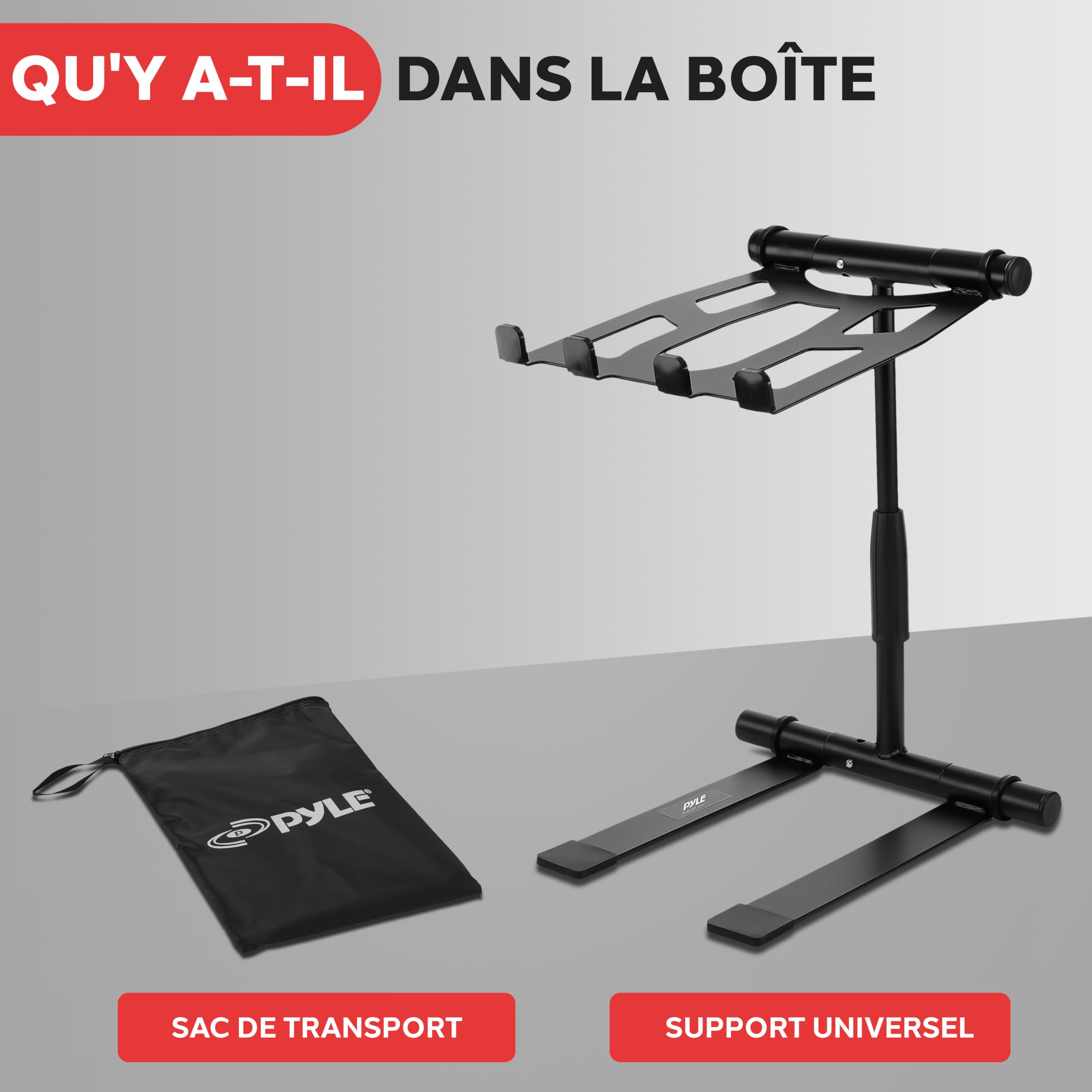 Pyle Support Ordinateur Portable Table Debout Angle Réglable Laptop Stand Hauteur Pliable Plateau Antidérapant Quatre Branches iPad