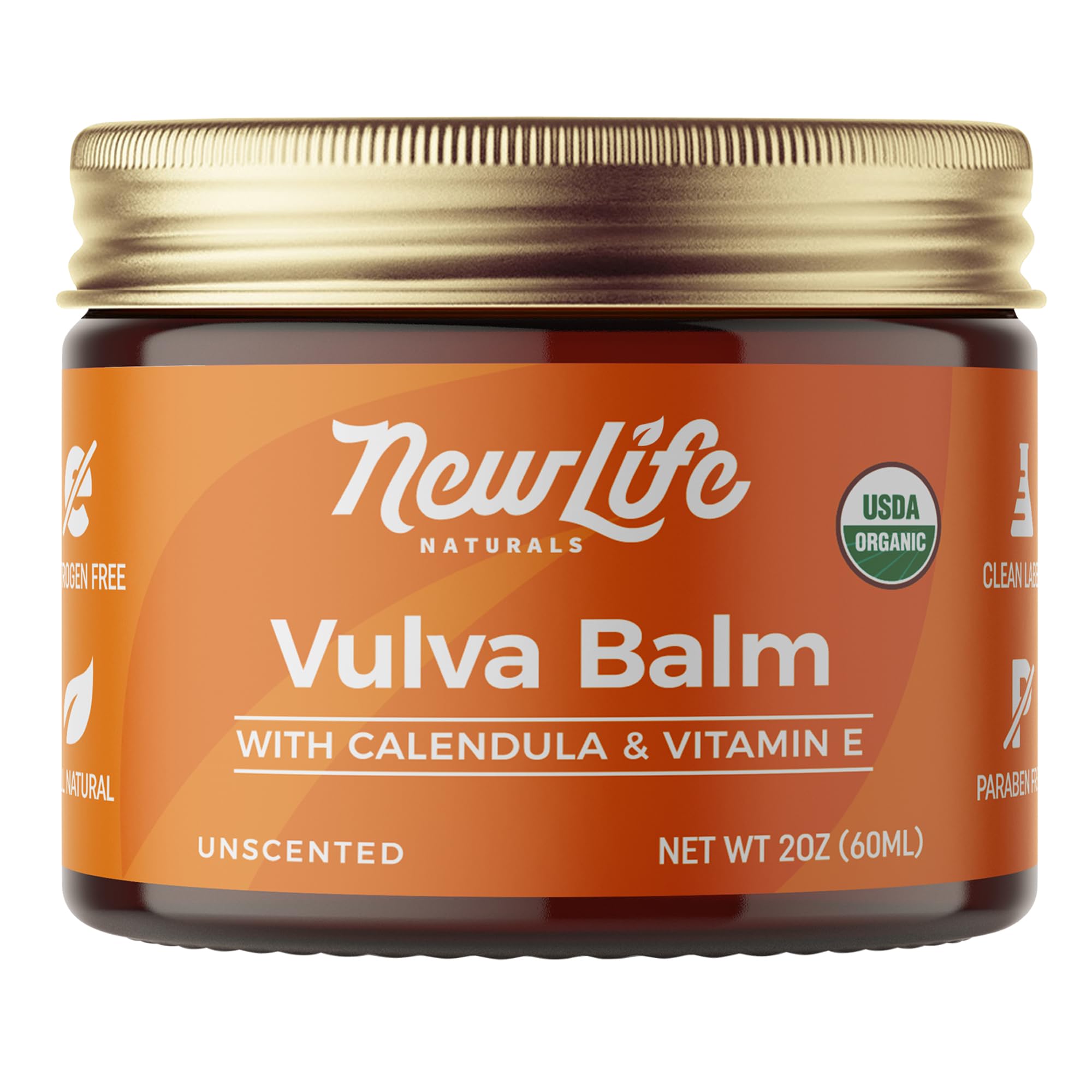 NewLife Naturals Certified Organic Vulva Cream with Calendula & Vitamin E | Menopause Support for Itching, Irritation, and Dryness | Estrogen-Free Intimate Feminine Care | 2 Oz