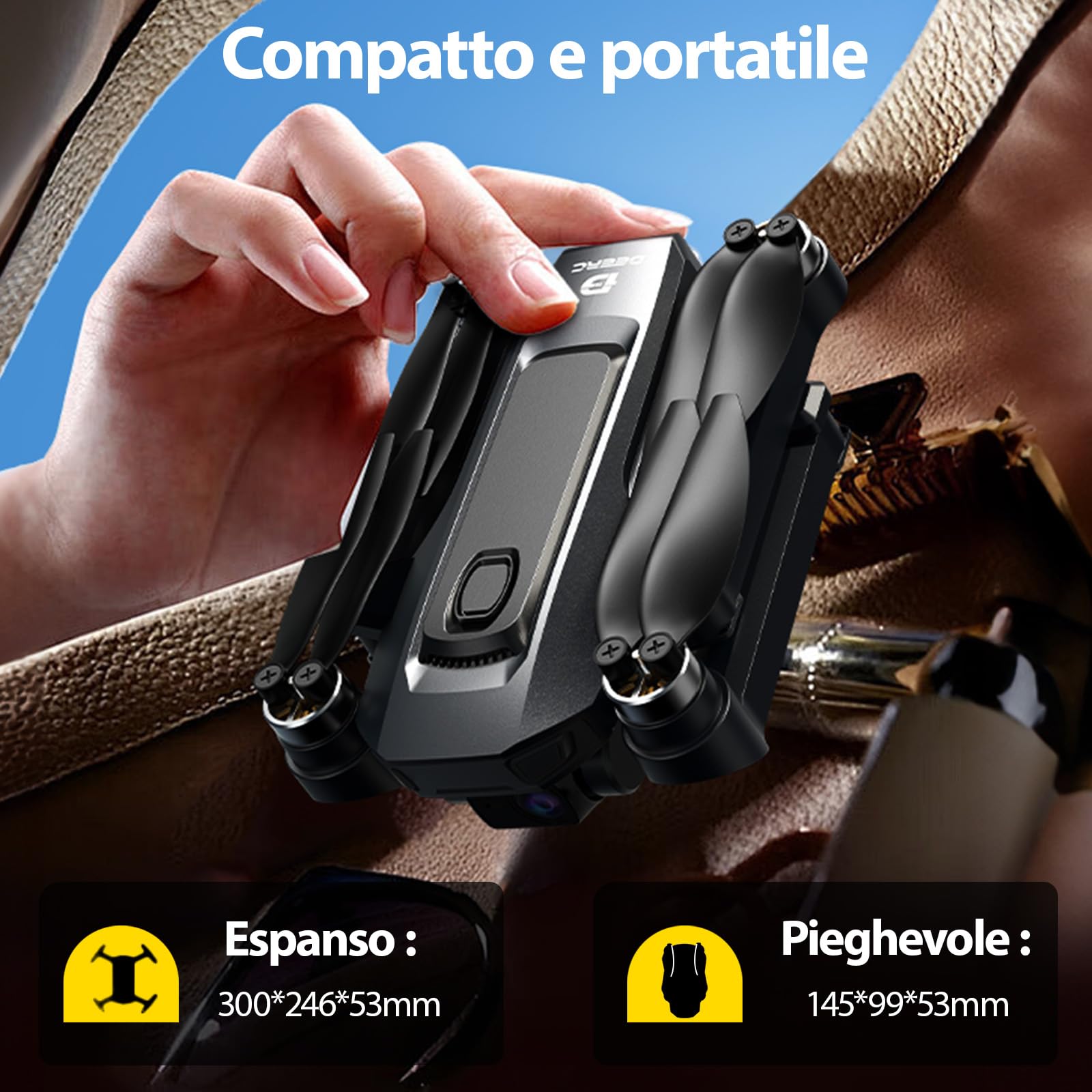 DEERC D25 Drone 4K HD con Trasmissione 5G, RC Pieghevole con Motore Brushless, Flusso Ottico, Tap Fly, Controllo Vocale, 2 Batterie 40 Min, Facile per Principianti, per Bambini e Adulti