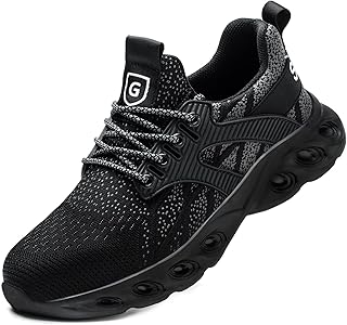 YEKOYIOO Sapatos de Segurança para Homem e Mulher, Sapatilhas de Trabalho Leves e Confortáveis, Calçado de Segurança com Pontas de Aço, Respiráveis, Antiderrapantes, Sapatilhas Desportivas