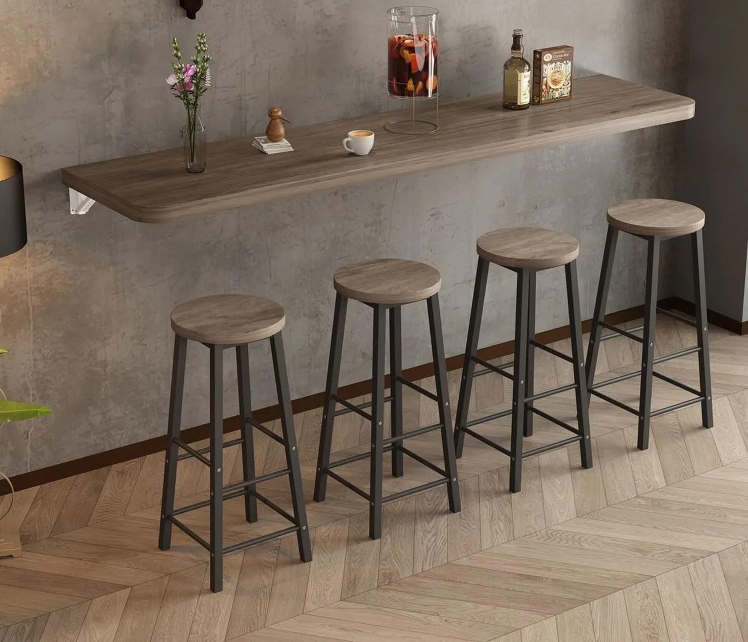 GDMDPTE Wall Mounted Coffee Table Space-Saving Folding Breakfast Table for Kitchen & Balcony Strong Load-Bearing 110×30CM Stylish Wall-Mounted Design