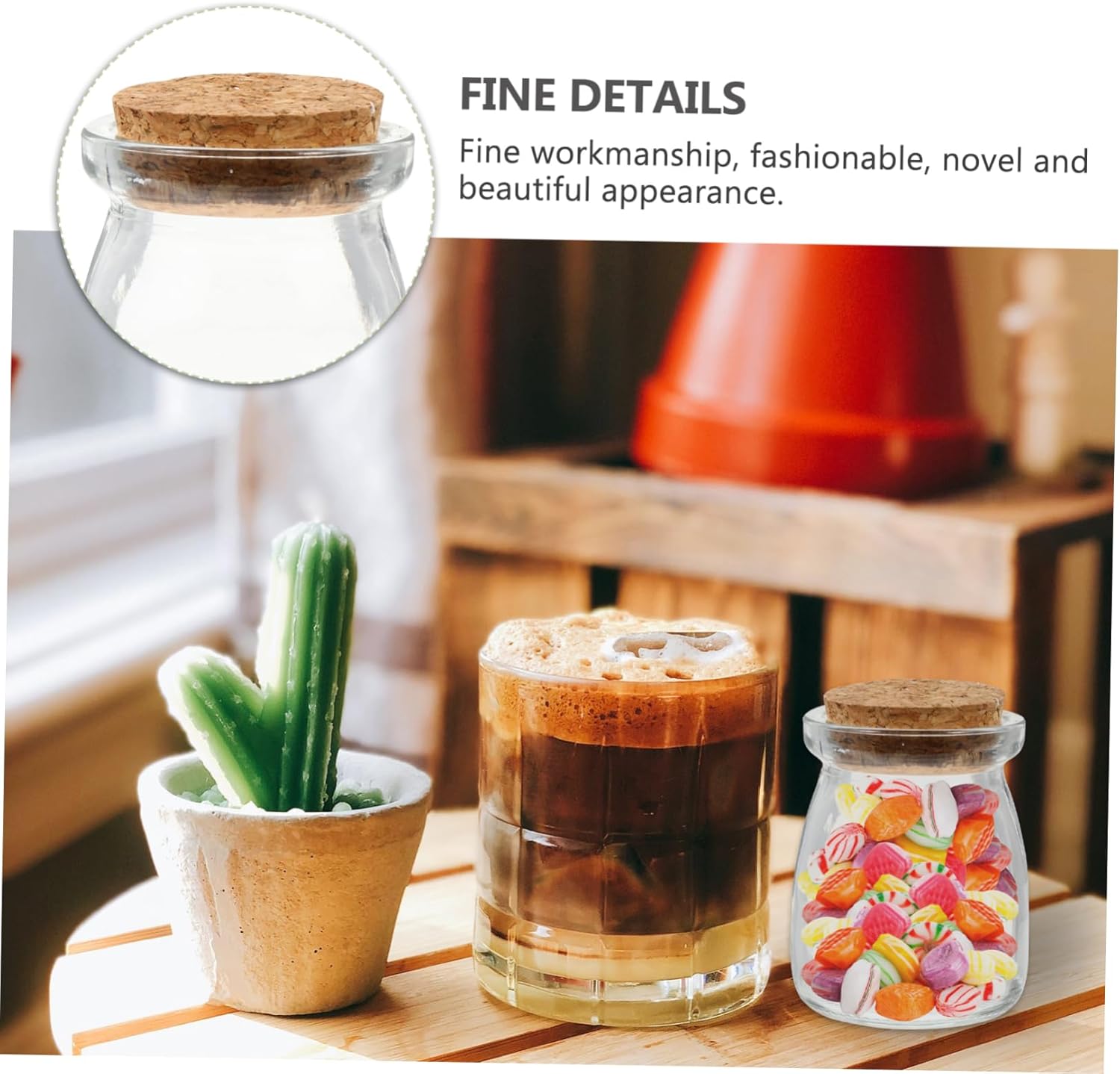 Cork Decorative Storage Bottle Sensory Small Bottles for Candy Pudding Wishing Jars Lids