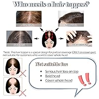 Vista 5 de Hairro Toppers de cabello humano con flequillo clip en Remy Topper postizo para mujeres clip en tupé Wispy parte media pérdida de cabello