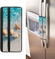Vista 29 de Juego de 2 fundas para manija de puerta de refrigerador con estampado de copos de nieve de aguacate, protector de manija de puerta de cocina lavable