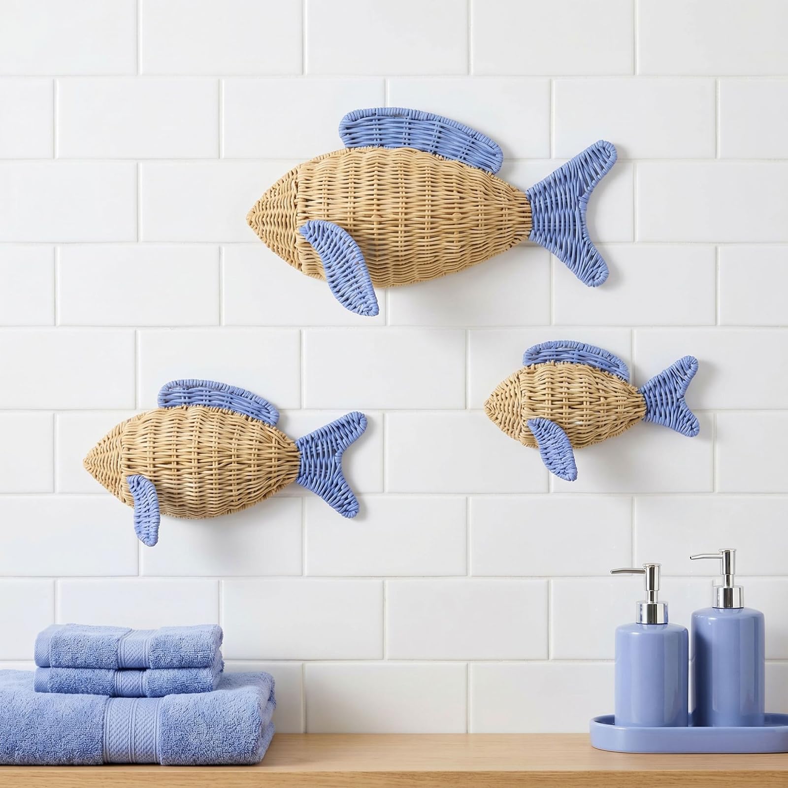 ZBIianxer Decorazione a forma pesce con accento sulla parete con, S | Pezzo da esposizione costiero per foyer, sala, area studio, caffetteria