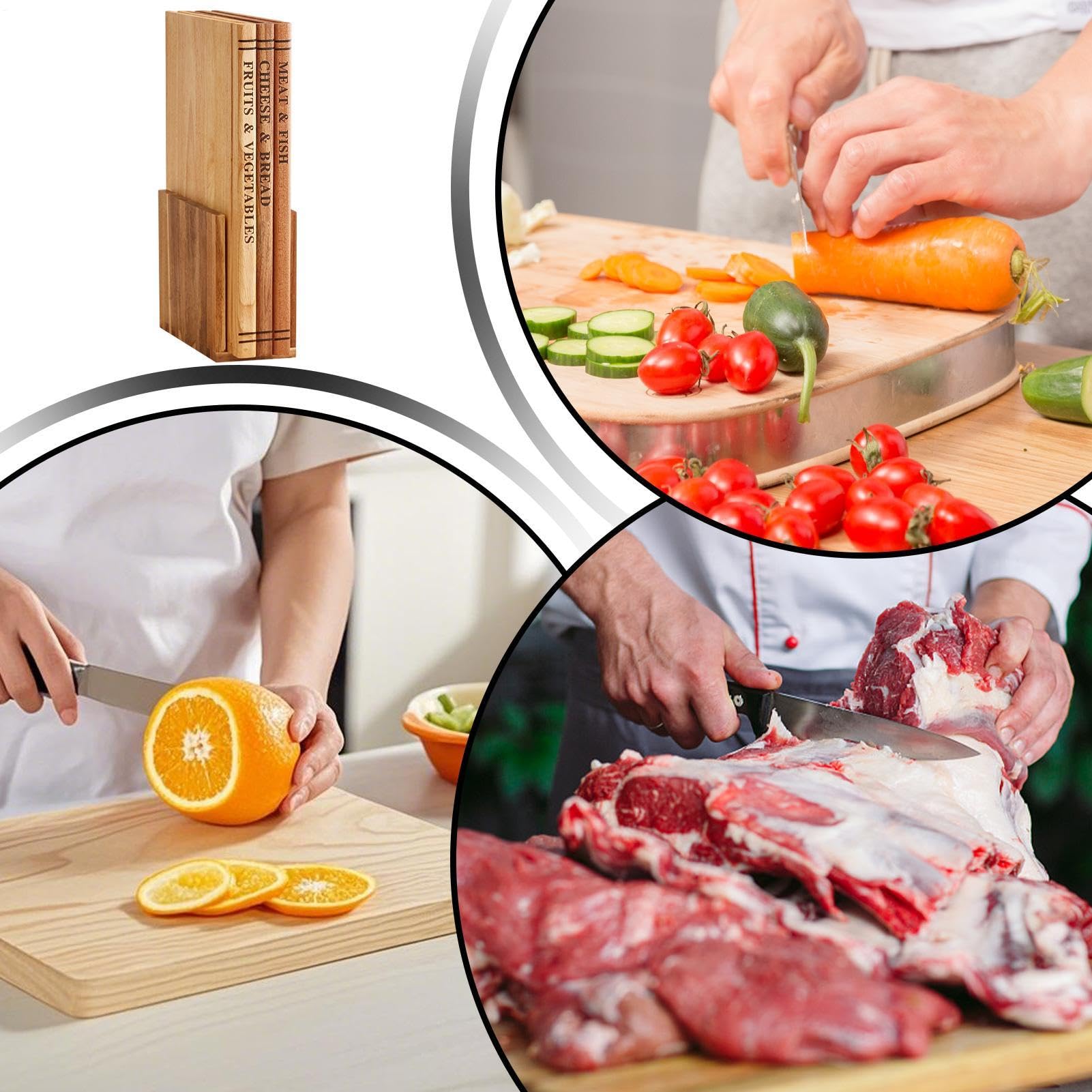 Juegos de Tablas de Cortar en Forma de Libro 3 Piezas de Tabla Decorativa | Tabla de Madera para Cortar para Verduras Carnes Pan Pastelería Sushi Carnicería Hogar Exterior