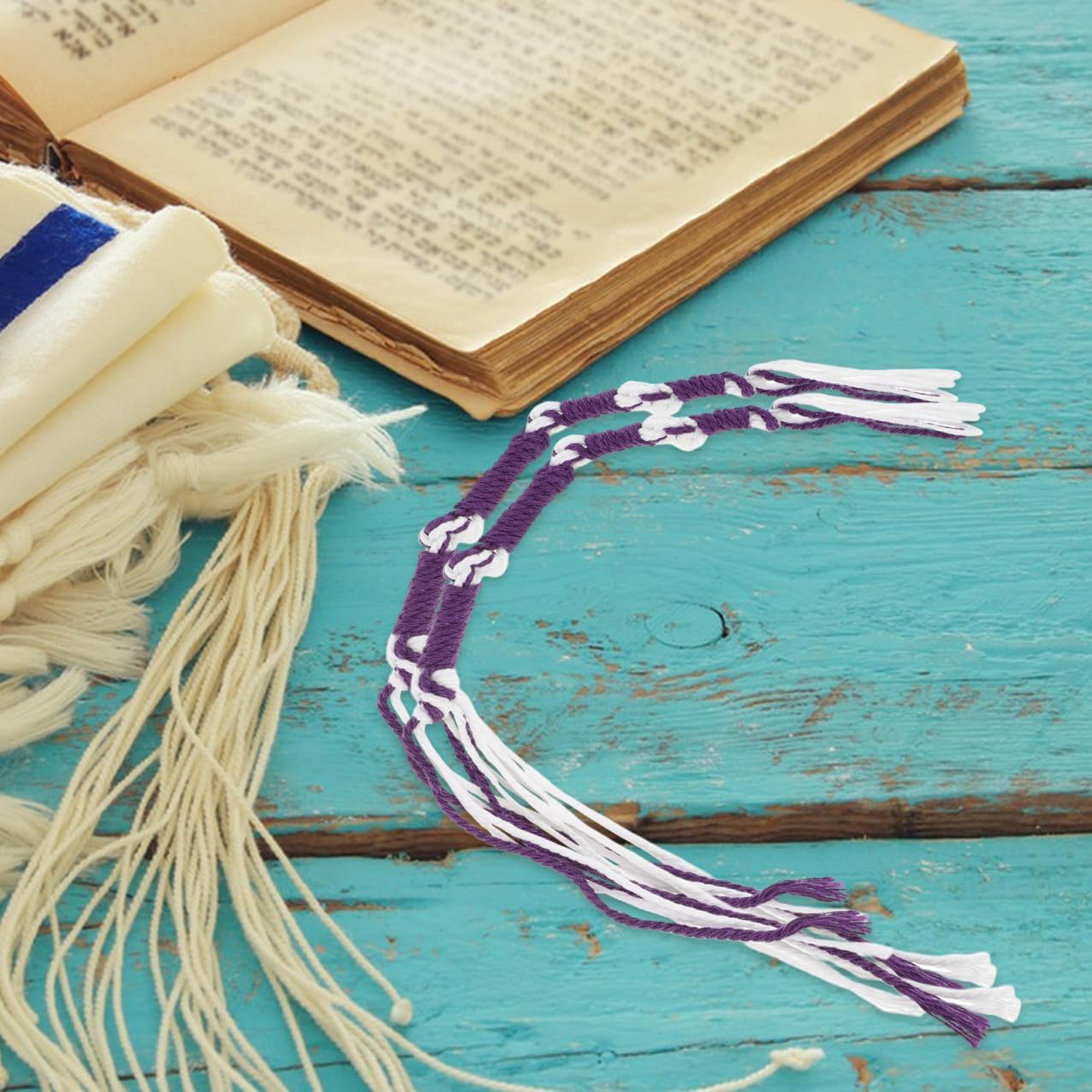PRETYZOOM 8pcs Purple Tzitzits Tassels for Pants and Hebrew Garments, Soft Handwoven Fabric Prayer Shawl Accessories for Daily Religious Activities and Occasions