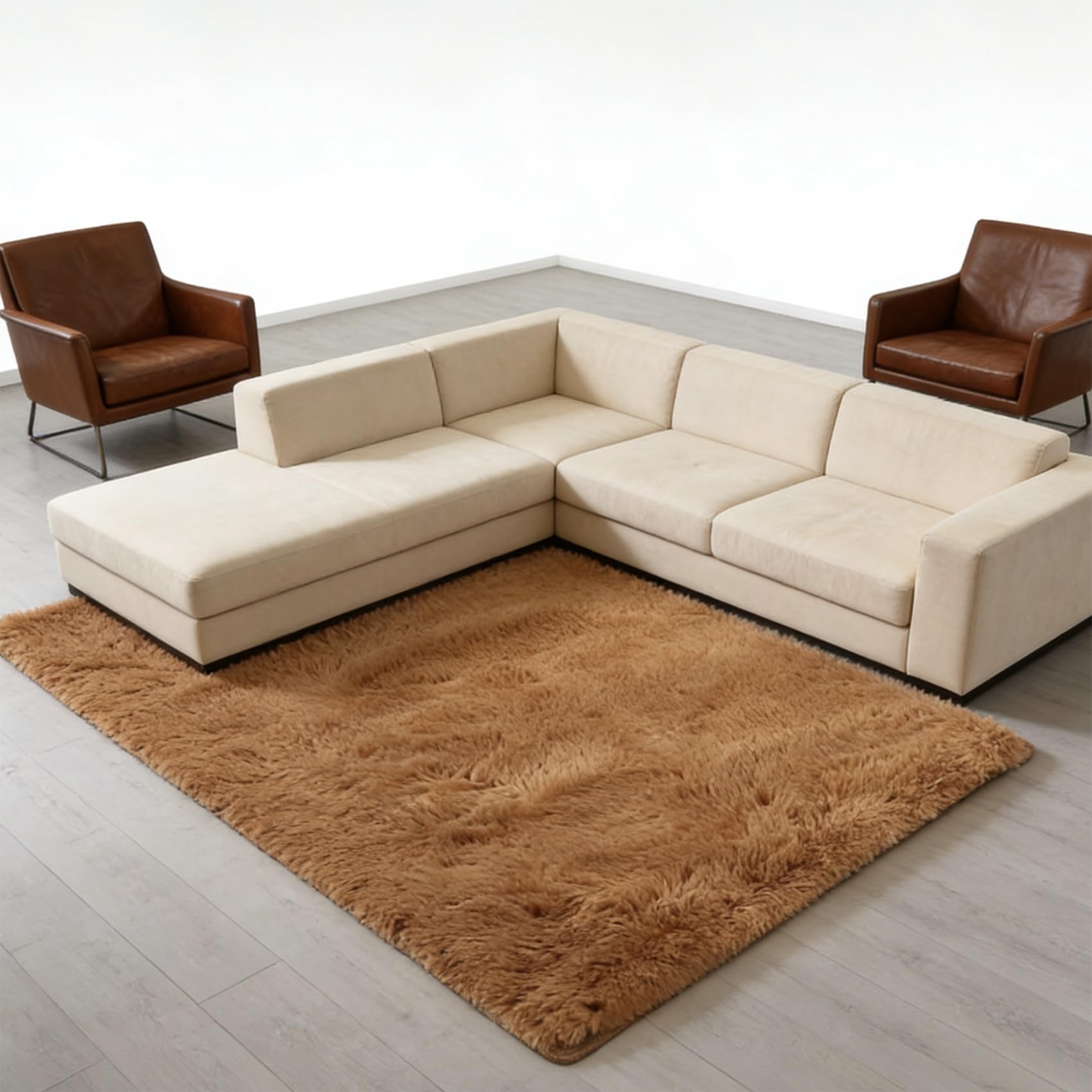 Tapis à poils longs antidérapant et facile à entretenir pour salon