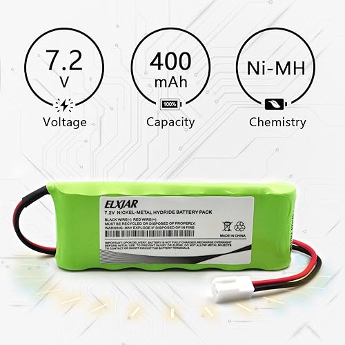 Miniatura 2 de Paquete de 2 baterías de repuesto Ni-MH de 7.2V 400mAh para Rath Microtech Elevator Smartphone RP7300110 RP7000110 Custom-118 OSA229 con conector