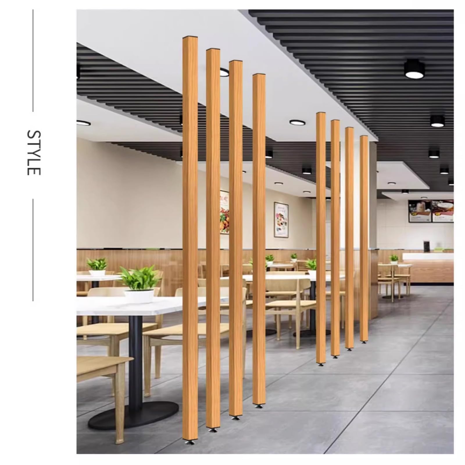 Biombo Separador de Ambientes， Divisor De Ambientes De Listones De Aleación de Aluminio De Piso A Techo， para Escaleras De Pasillo, Panel Divisor De Pared(9root,200cm/78.7in/6.56ft)