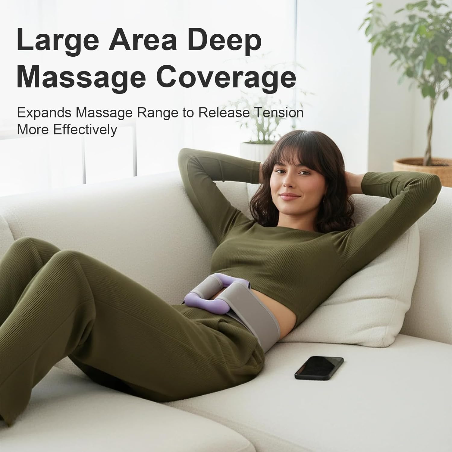 Deep Tissue Percussion Massage Gun, Ergonomic Fascia Blaster with 3 Modes & 5 Levels, Fascia Ring Massager with Belt for Muscle Relief & Full-Body Relaxation (Purple) - Image 4