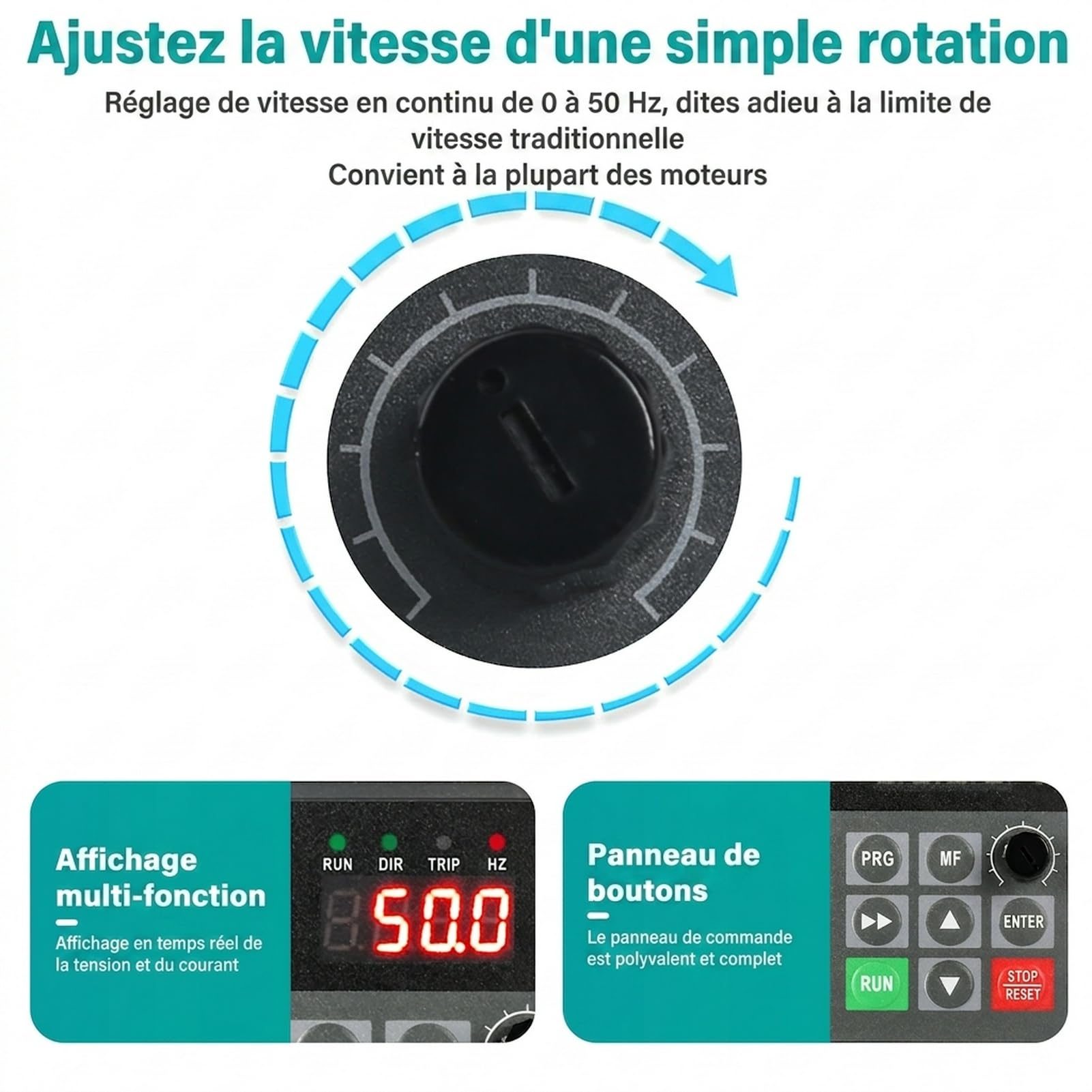 Transformateur 220V 380V Convertisseur de fréquence Entrée monophasée 220V Sortie triphasée 380V 2.2KW Variateur de fréquence CNC Modèle d'usine JLS-E-2S-2.2GB-4T (avec câble d'extension 2m)